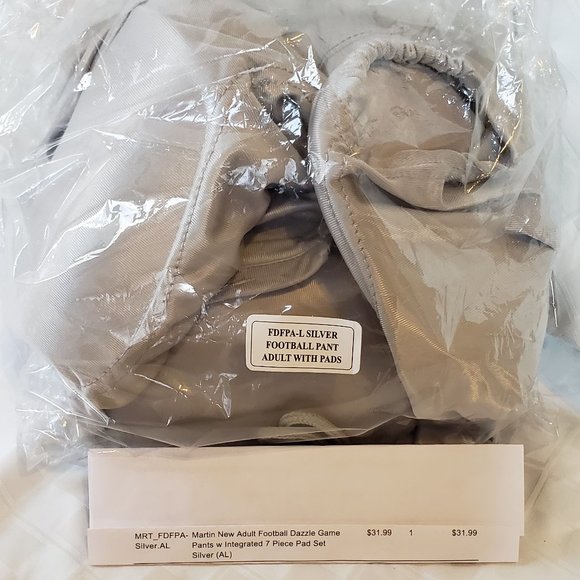 Football Pants with Pads, Silver, Size Adult Large, NWT - Picture 3 of 16